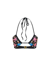 Marissa Hand Embroidered Luxe Bikini Top Black in Stock
