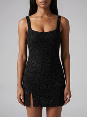 Sofia Hand Beaded Party Dress Black
