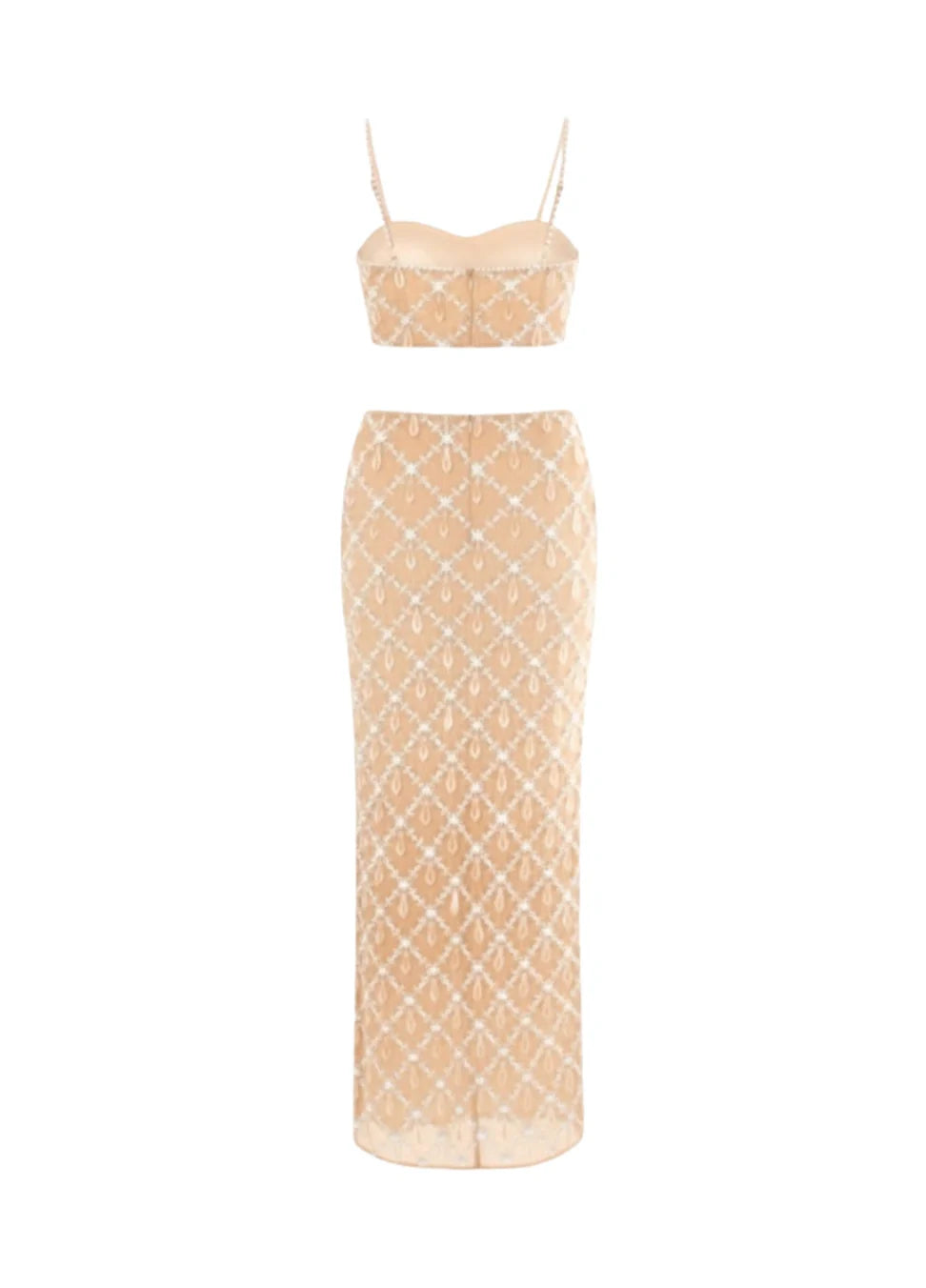 Calliope Luxury Crystal Co-Ord Skirt Nude