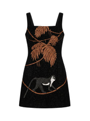 St. Barth Hand-Beaded Crystal Dress in Black