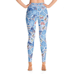 High Waist Yoga Leggings in Blue Jungle