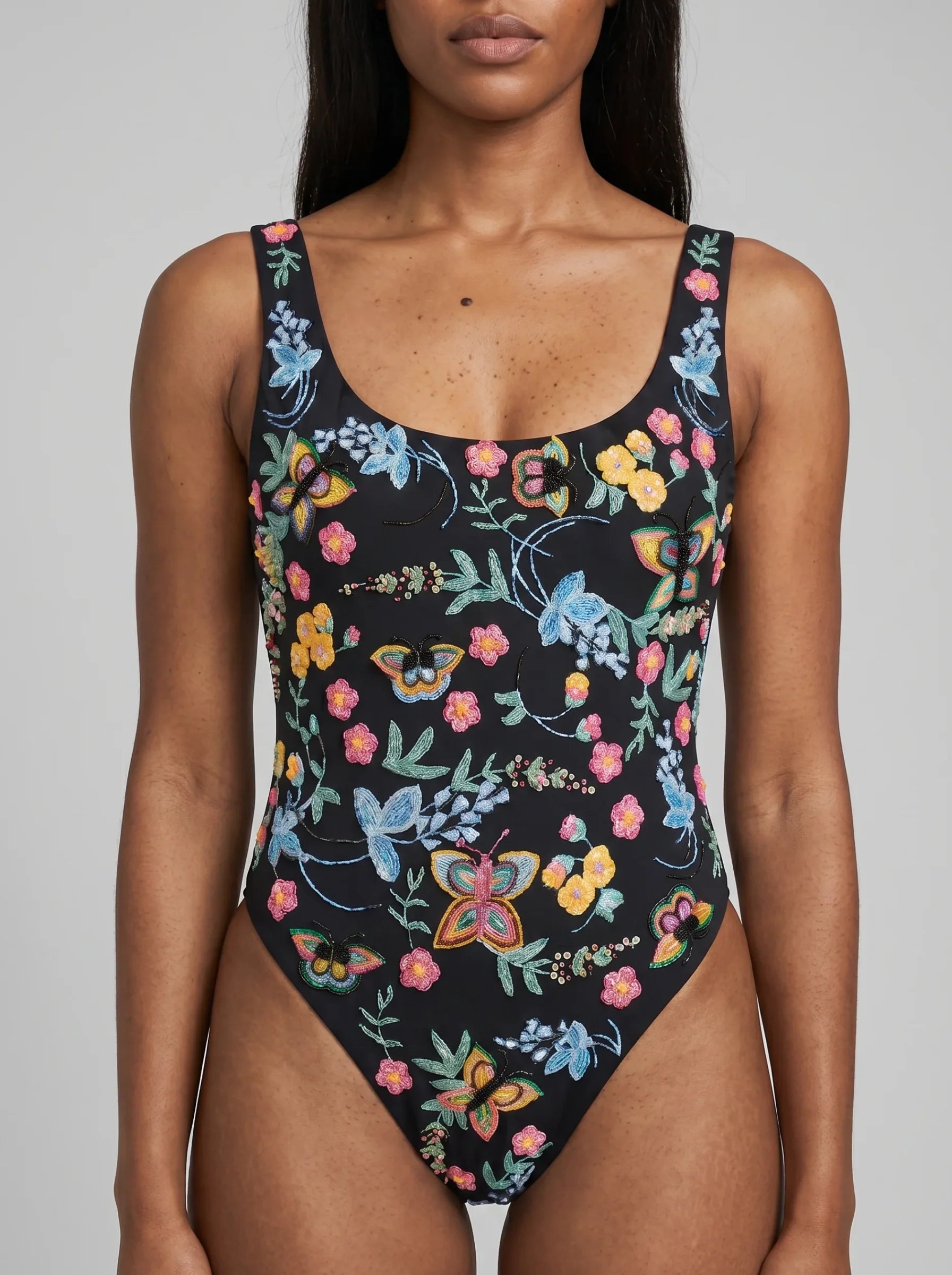 Alabama Floral Hand Embroidered One Piece Swimsuit