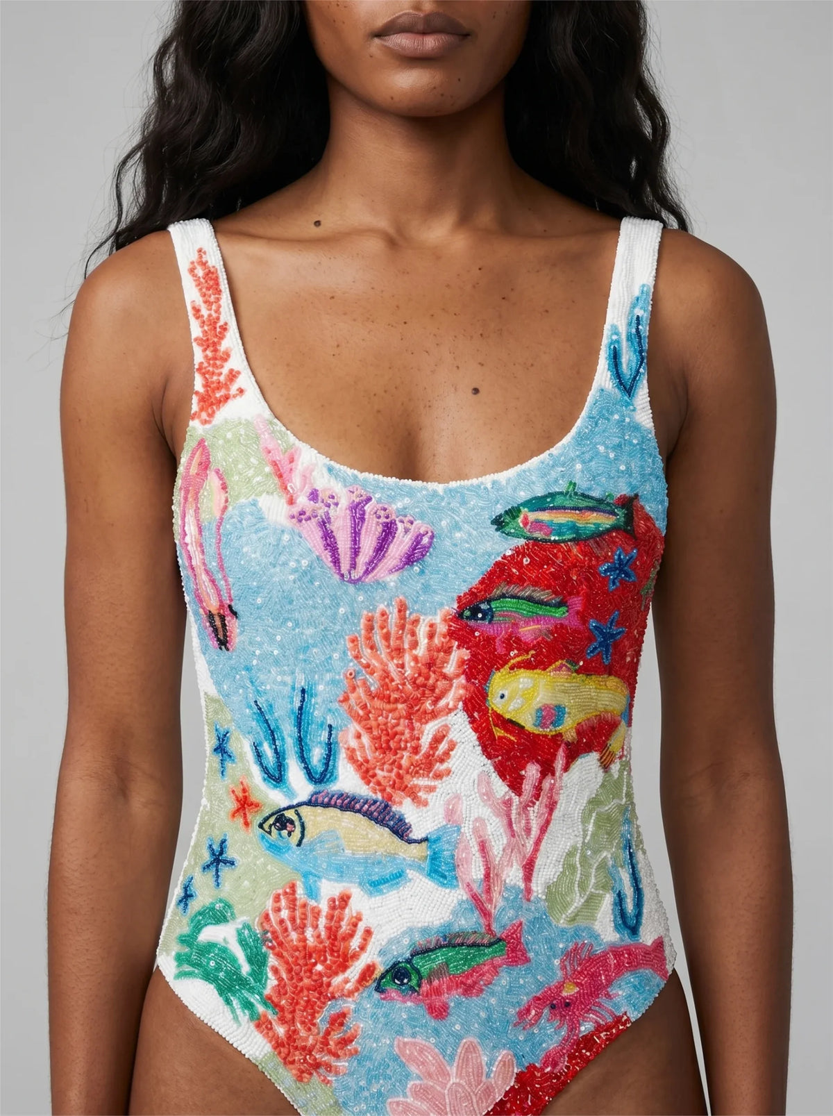 Fish Underwater White Swimsuit