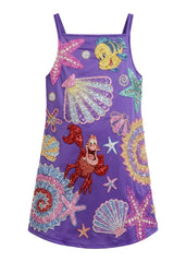 Oceanus | Disney Kids Andrina Shell Purple Strappy Dress