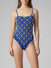 Calliope Thin Straps One Piece Swimsuit Blue
