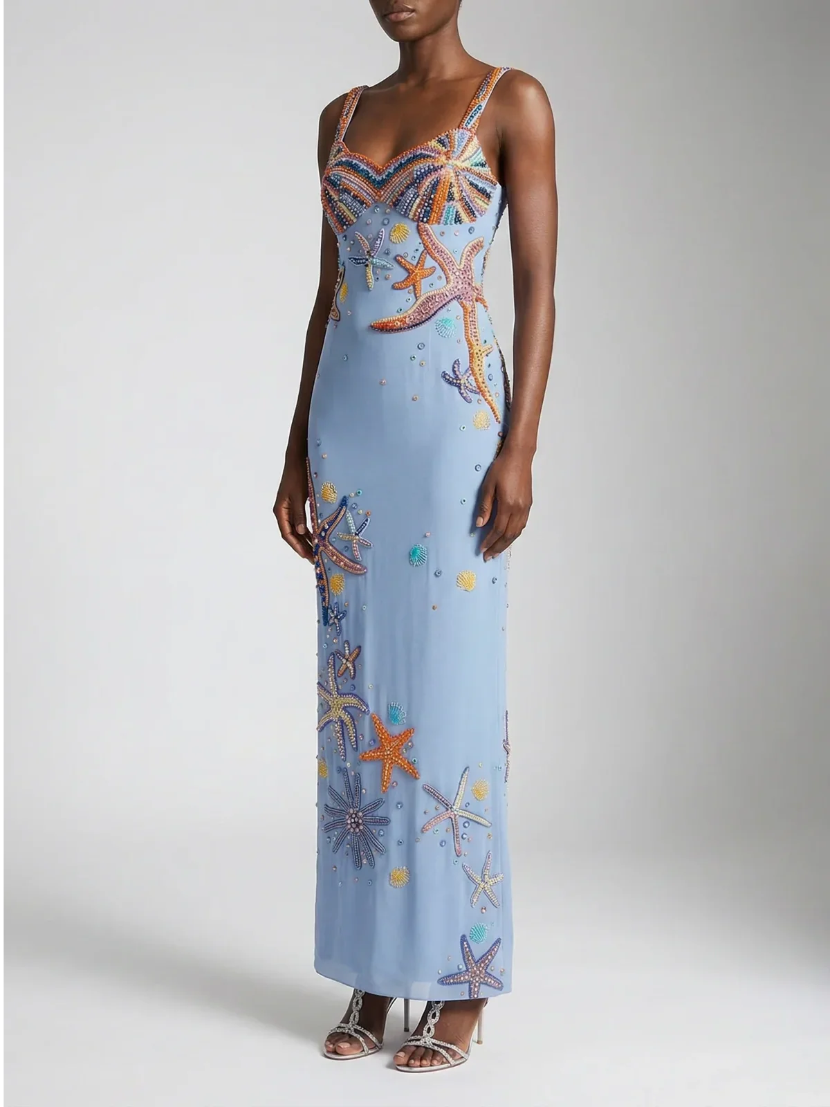 Crescent Shell Long Dress Lilac