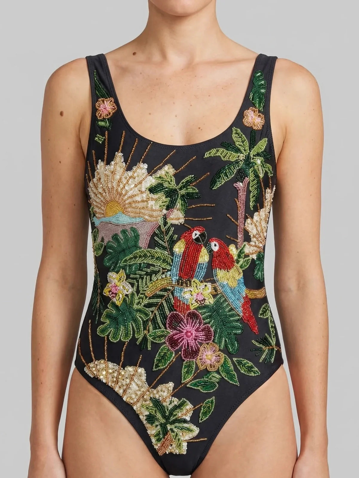 Pandora Luxe Hand Beaded Black Swimsuit
