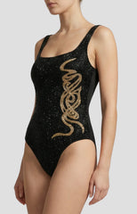 Serpentina Noir Scoop Neck One-Piece Swimsuit