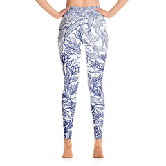 High Waist Yoga Leggings in Flower Drawing