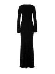 Crescent Shell Bell Sleeve Dress in Black