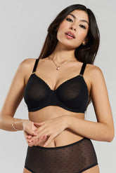 Konara Recycled-Lace Fuller-Cup Underwired Bra - Volcanic Black