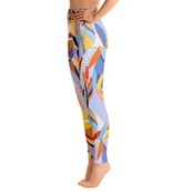 High Waist Yoga Leggings in Tropical Red