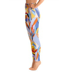 High Waist Yoga Leggings in Tropical Red