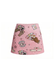 Vegas Beaded Pink Party Beach Co-Ord Mini Skirt