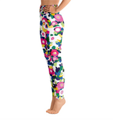 High Waist Yoga Leggings in Pink Garden
