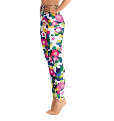High Waist Yoga Leggings in Pink Garden