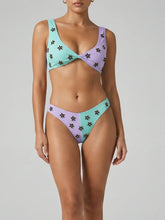 Luna Two-Tone Floral Embellished Bikini Top