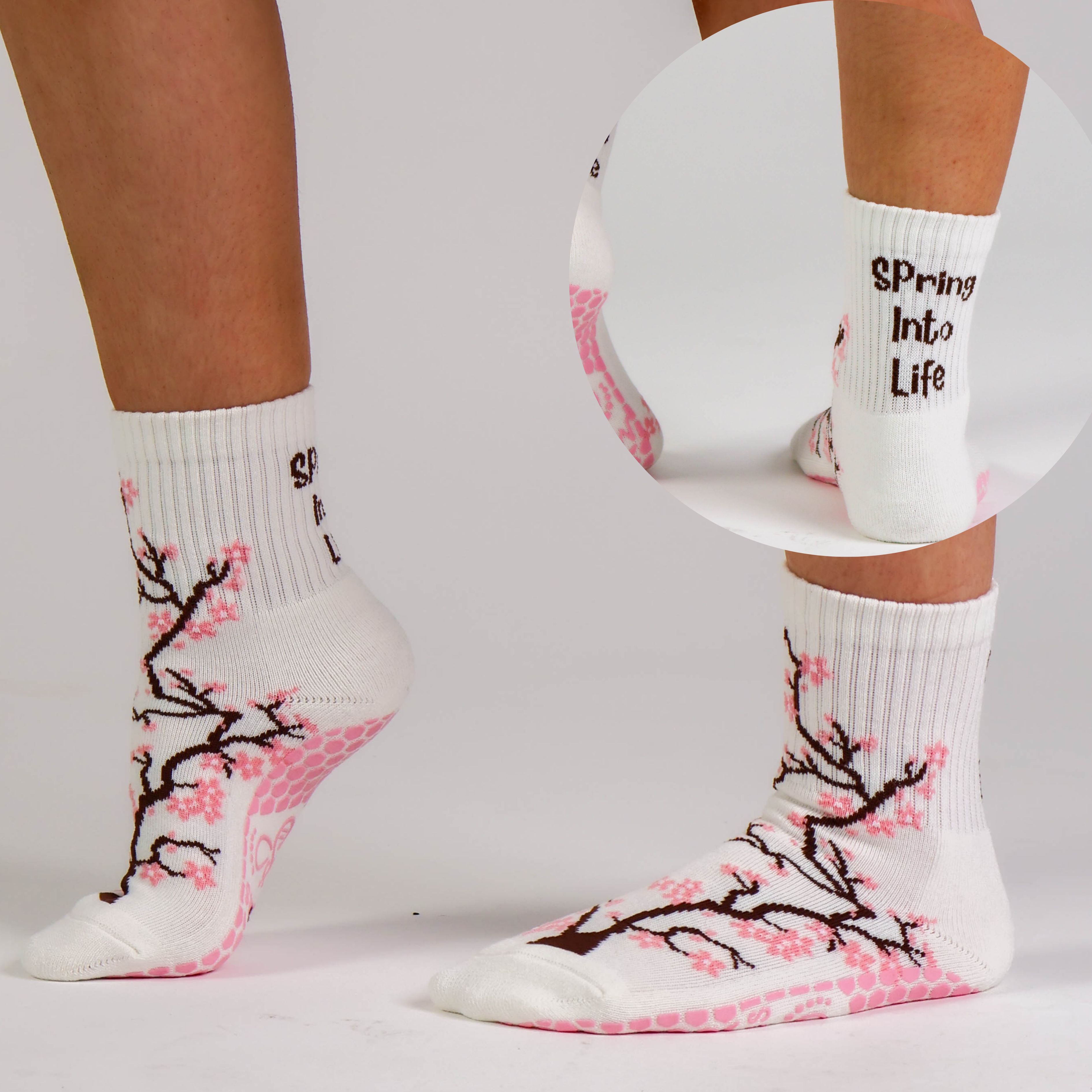 Melisoles 'Spring Into Life' Cherry Blossom Grip Socks