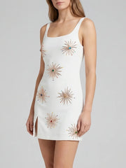 Callie Luxury Embellished Party Dress in White