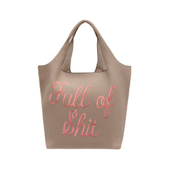 Embroidered Taupe Full of Shit Shoulder Bag