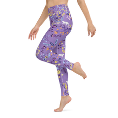 High Waist Yoga Leggings in Purple Garden
