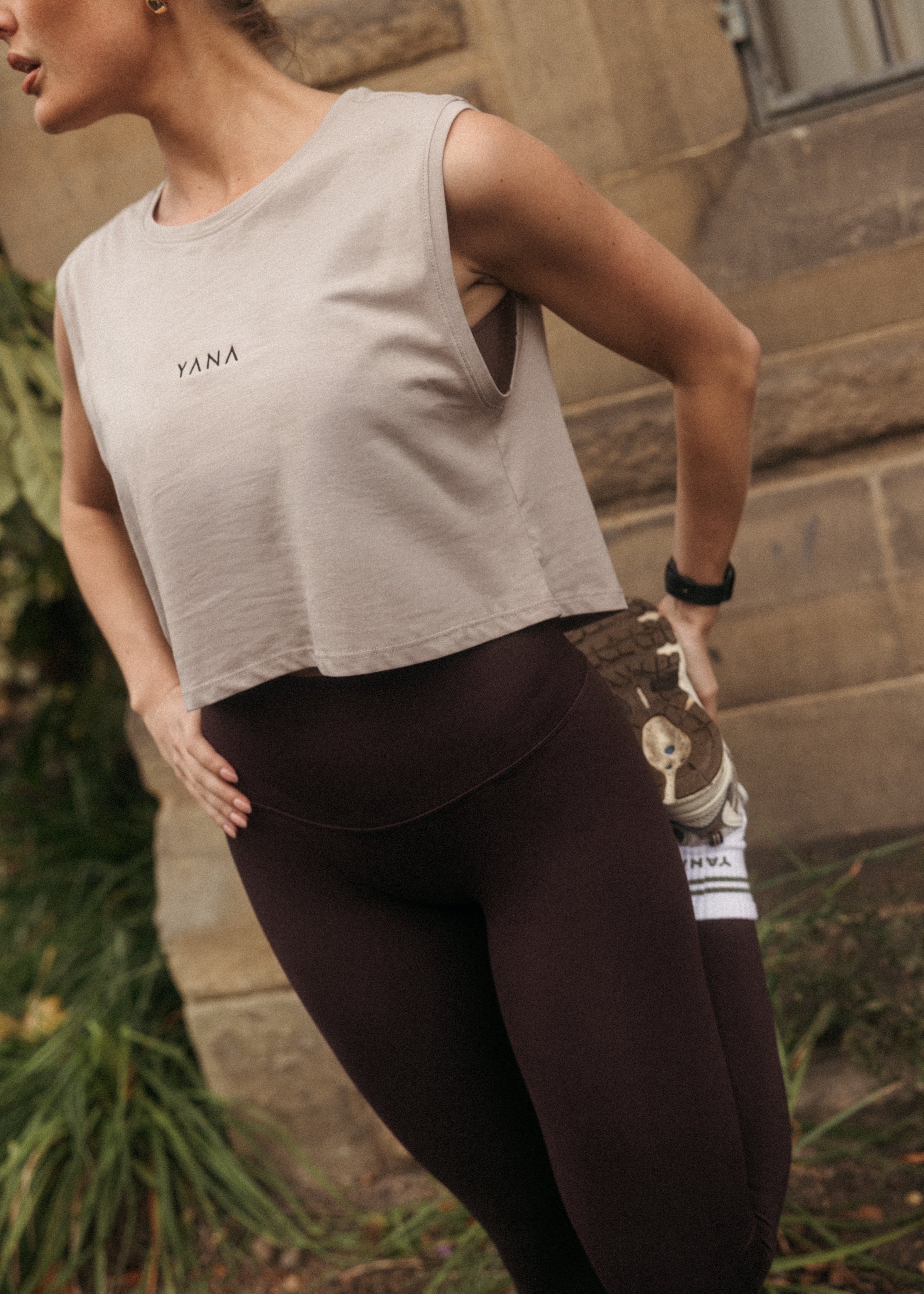 High Waisted Full Length Leggings - Tobacco