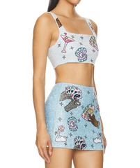 Vegas Embroidered Co-Ord Top– Blue Sparkle