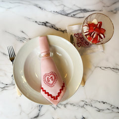 Love Heart Valentine Linen Napkins - Set of 2