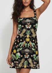 Aurelia Embroidered Luxury Sequin Mini Dress - Black