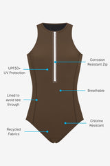 Yemaya One Piece Sleeveless Swimsuit ― Coffee