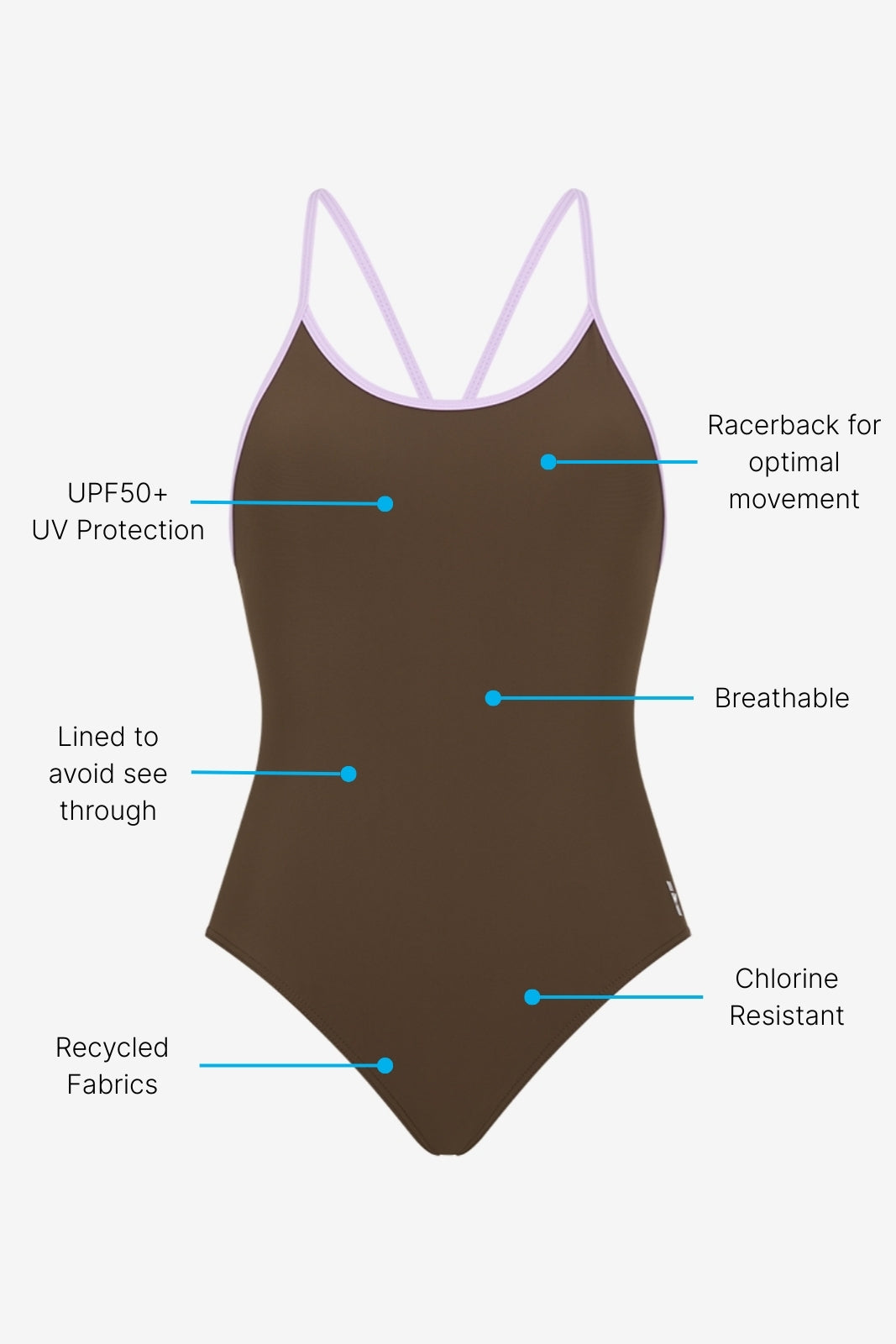 Liberty Racerback Swimsuit ― Coffee / Lilac