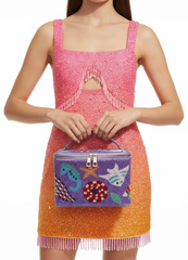 Seahorse Vanity Box Bag Purple