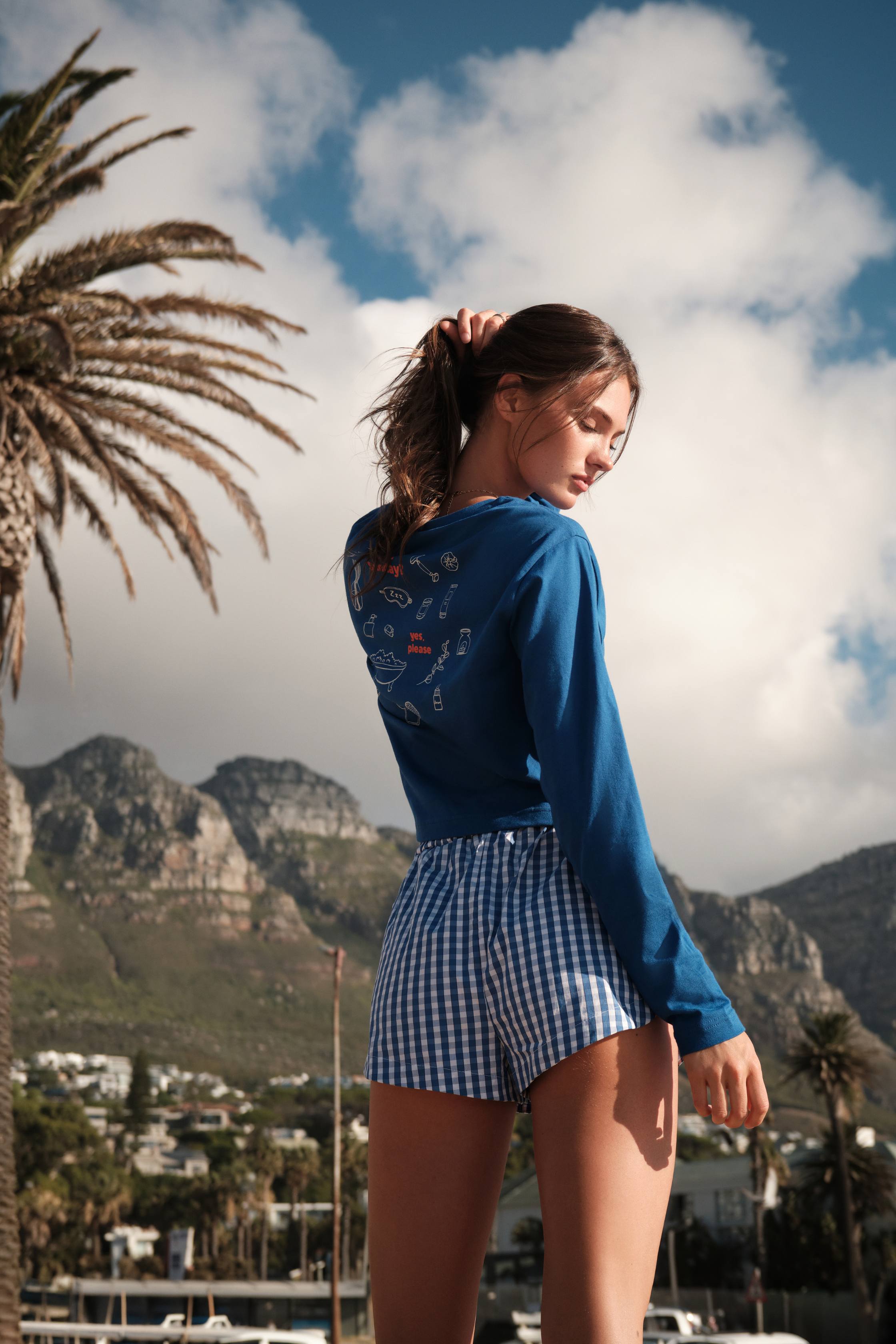 FREEDOM SHORTS - BLUE GINGHAM POPLIN