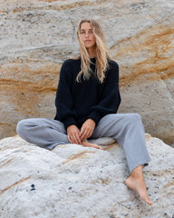 Delčia: Black Cotton Sweater