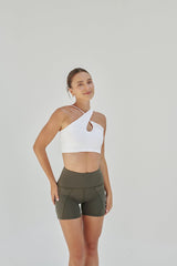 NEW AirRise Convertible Cross Over Keyhole Sports Bra - White