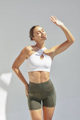 NEW AirRise Convertible Cross Over Keyhole Sports Bra - White