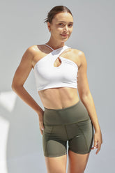 NEW AirRise Convertible Cross Over Keyhole Sports Bra - White