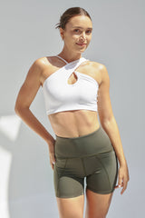 NEW AirRise Convertible Cross Over Keyhole Sports Bra - White