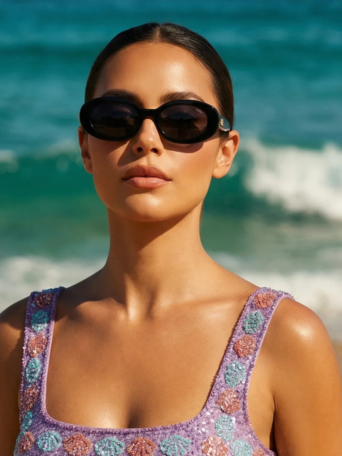 Oceanus X SOJOS Veronica Sunglasses Black