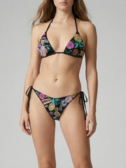 Fruit Hand Beaded Underwire Bikini Bottom Black