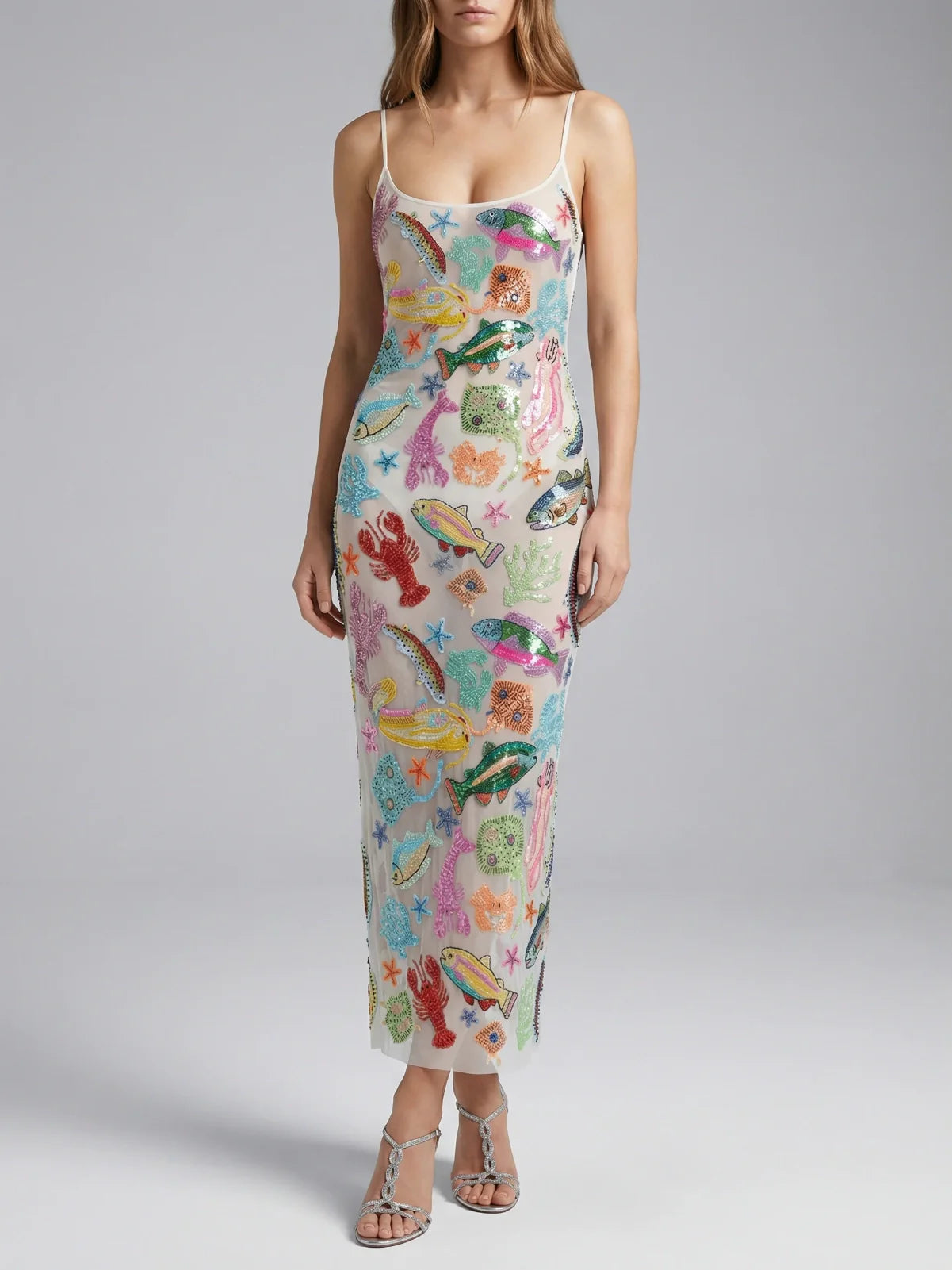 Arizona Long Dress Maxi Thin Strap Sheer