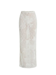 Hazel Beaded Lilac Powermesh Jellyfish Maxi Skirt White