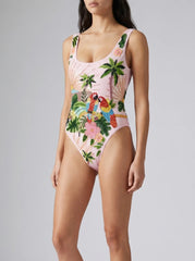 Maya Scoop Back Tropical Swimsuit - Pink