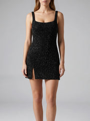 Sofia Hand Beaded Party Dress Black