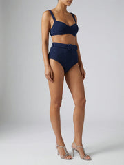 Heidi Hand Beaded Bikini Bottom Navy in Stock