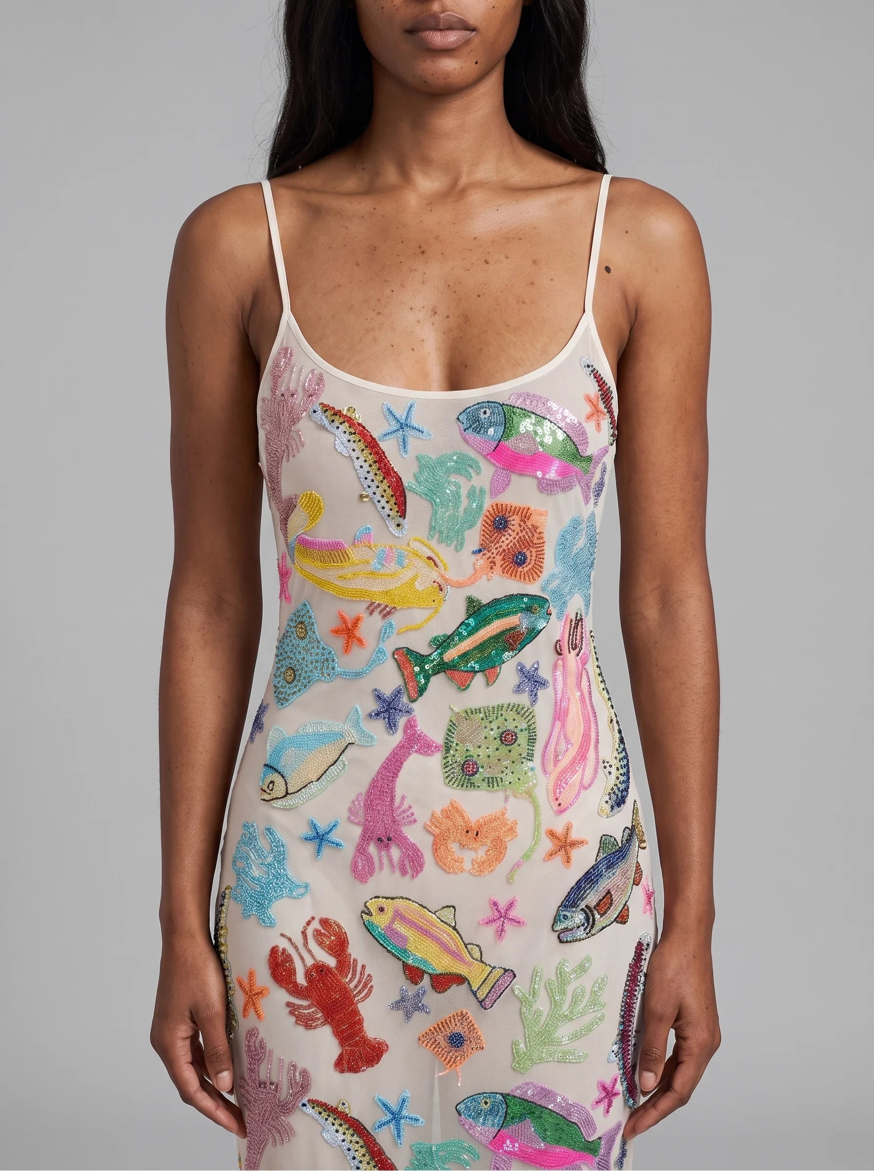 Arizona Long Dress Maxi Thin Strap Sheer
