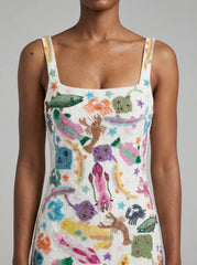 Arizona Beaded Mini Dress White in Stock