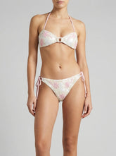 Pink Palm Whisper Ivory Bikini Bottom