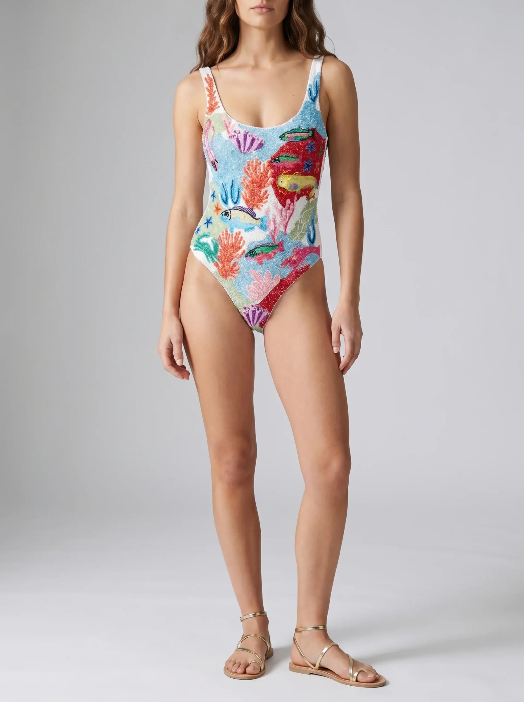 Fish Underwater White Swimsuit