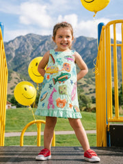 Arizona Small Ruffle Kids Dress Multi Colour